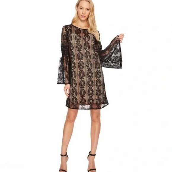 MICHAEL Michael Kors Black Lace Bell Sleeve Mini Dress - Picture 3 of 5